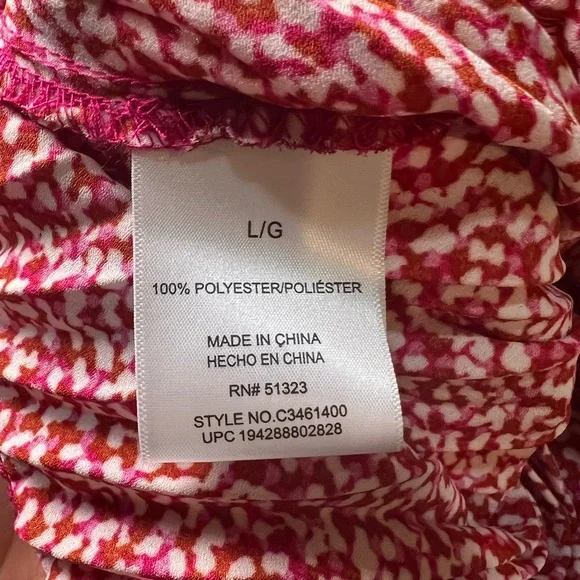 Vince Camuto Pleated Tea Length (MIDI) Pink Red & Ivory Skirt, Pull On, Size Lg - Picture 7 of 9